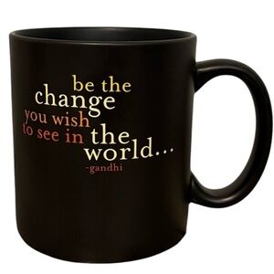 Gandhi 14 oz Ceramic Matte Finish Mug Quotable Mugs in Gift Box Black